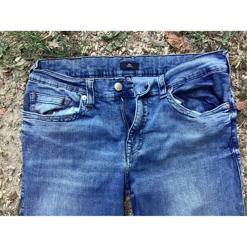 True Religion Geno Relaxed Slim Jeans Mens 38x32 Medium Wash No Flap Blue Denim